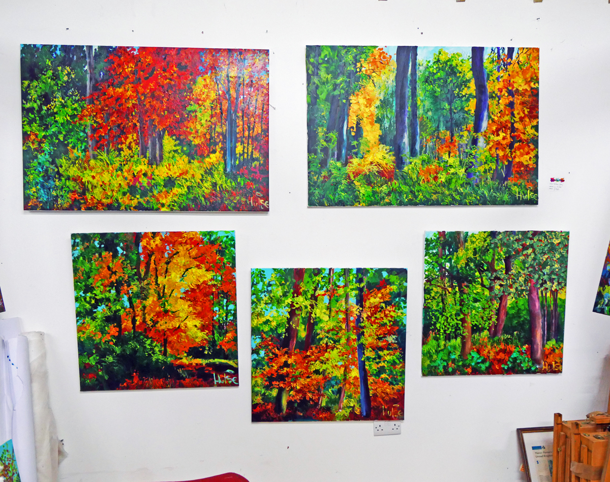 Caroline Hulse passionate landscape paintings for sale in the studio